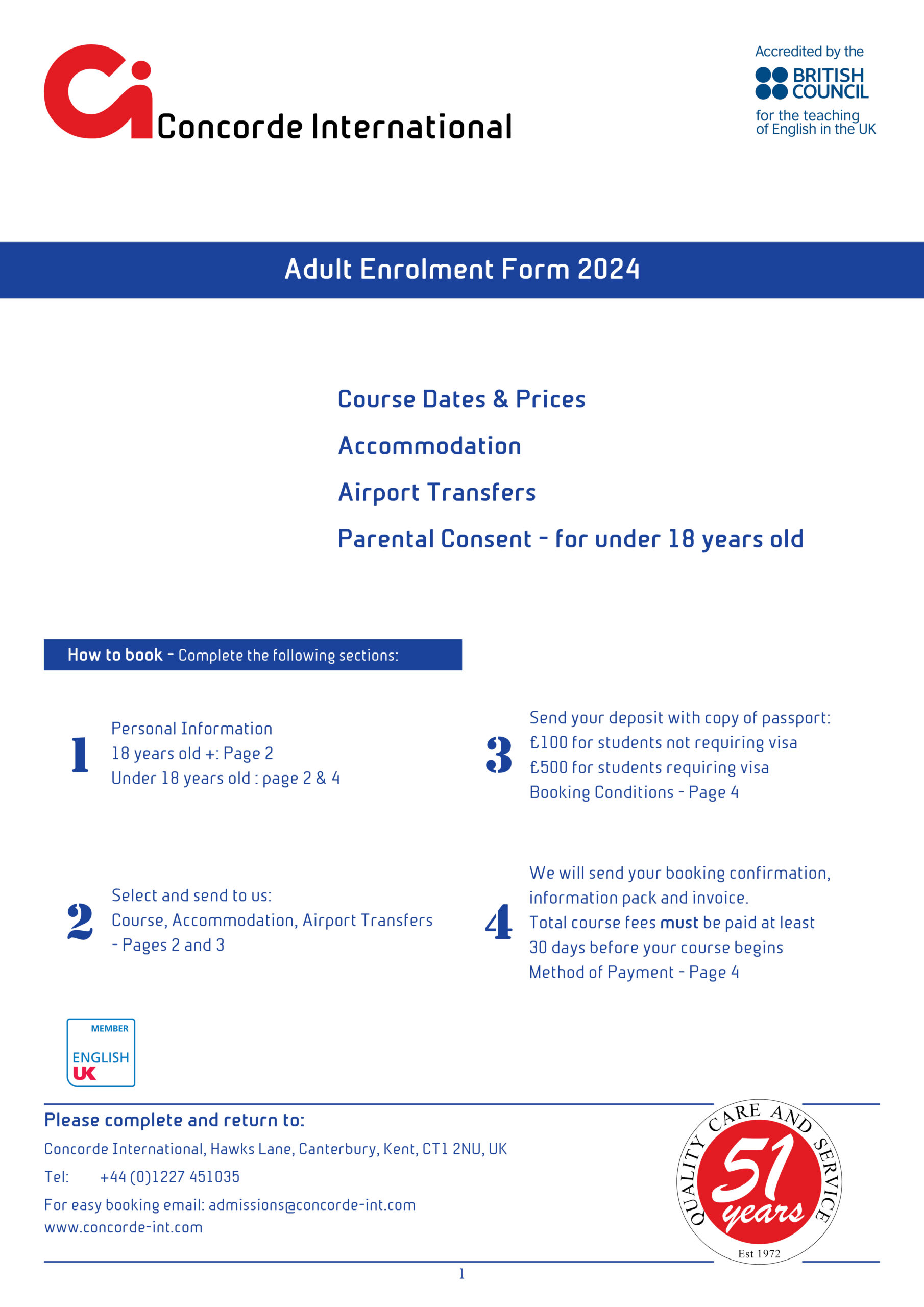 Application forms Concorde International